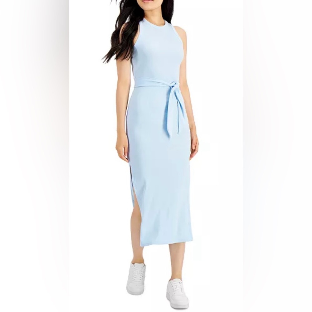 NWT Bar III Solid Ribbed Knit Midi Dress in Simply Blue (Light Blue)